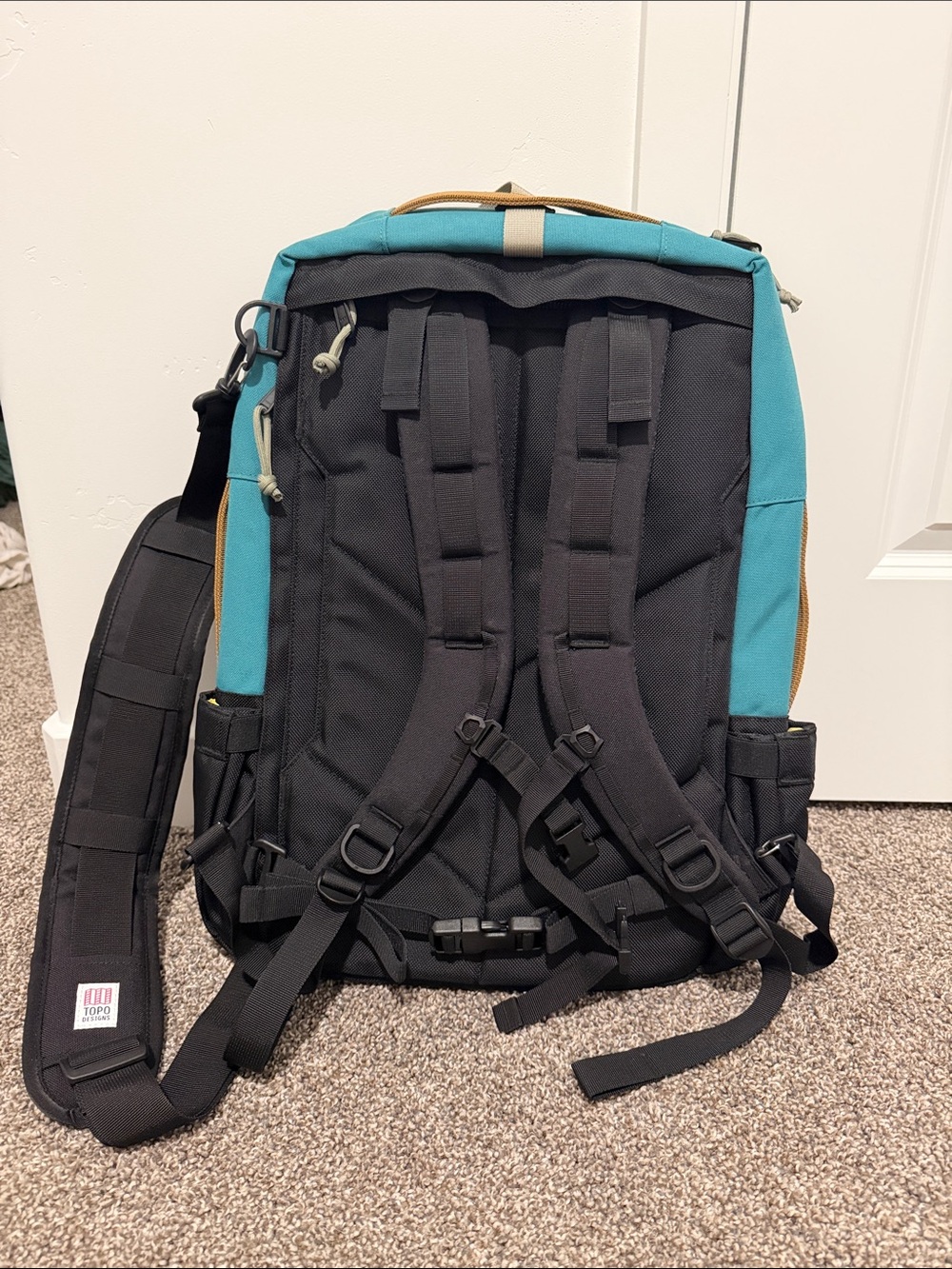 Topo Designs Teal, Brown & Olive Compact Crossbody Backpack - Picture 2 of 6